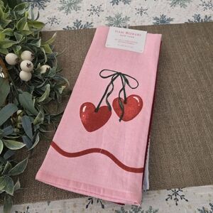 Isaac Mizrahi Pink Kitchen Towels with Red Heart Design